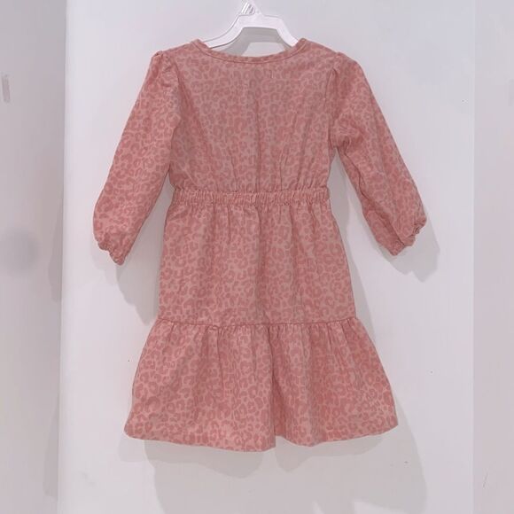 Rachel Zoe Pink Casual Sundress With Long Sleeves Pink Leopard Print Size 2T - Picture 2 of 5